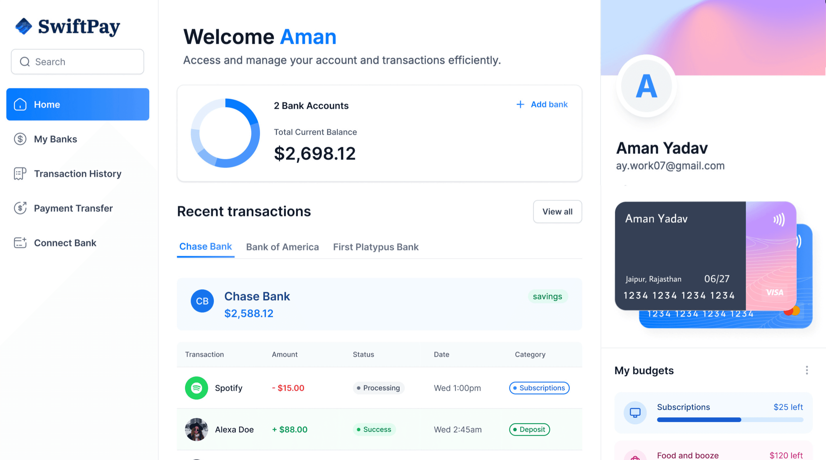 SwiftPay - A Fintech Bank Application